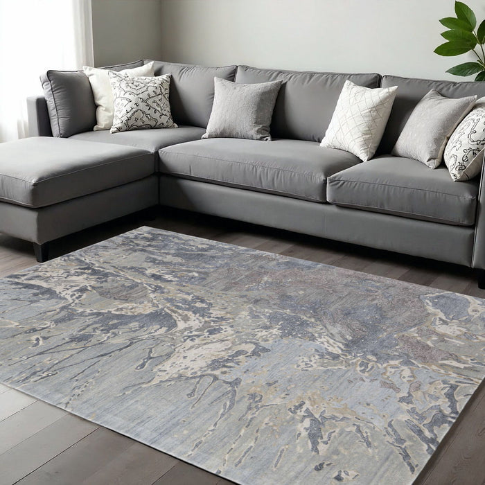 12' X 15' Abstract Hand Tufted Distressed Area Rug - Ivory