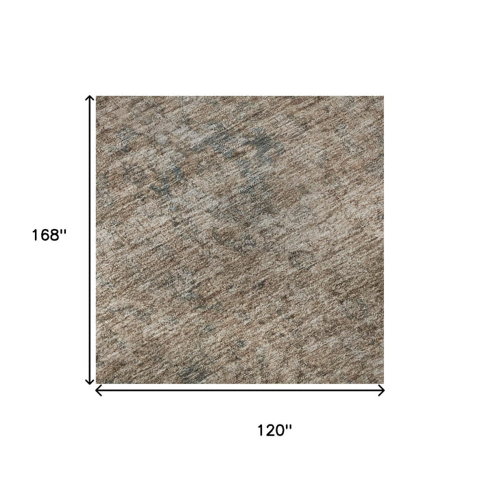 10' X 14' Oriental Washable Area Rug With UV Protection (695834) - Brown / Beige