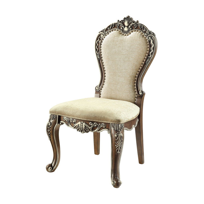 Upholstered Chenille Solid Wood Dining Side Chairs (Set of 2) - Gray / Oak