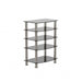 Giga 5-tier black tempered glass side table with stainless steel frame, ideal for living room or bedroom use.
