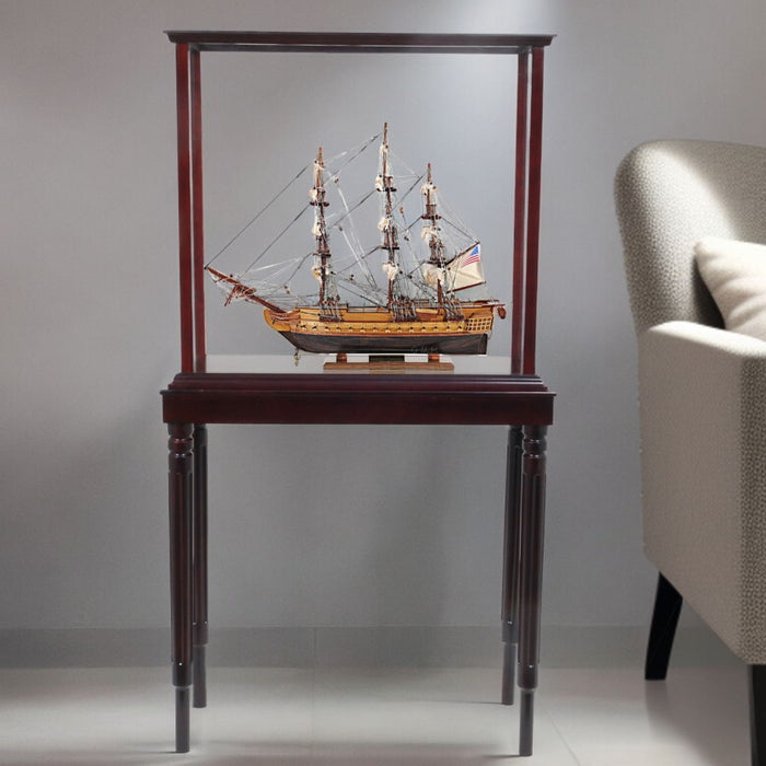 Hand Painted Model Boat Tabletop Sculpture (401932) - Brown