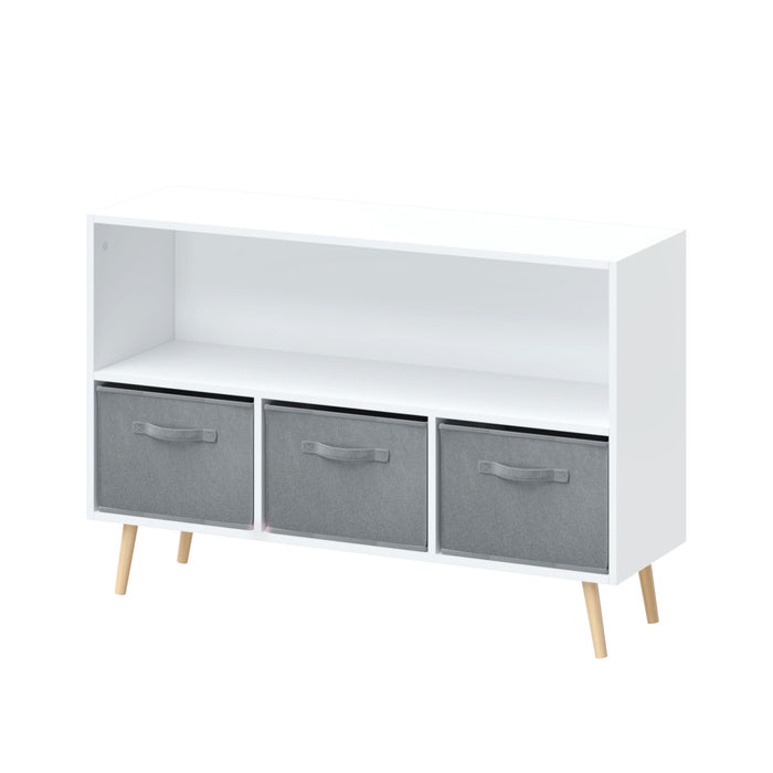 Bookcase With Collapsible Drawers, Book Display Organizer