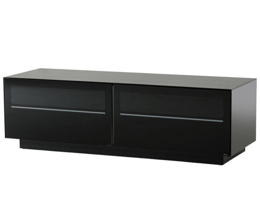 59" Glass And Wood Enclosed Storage TV Stand - Black