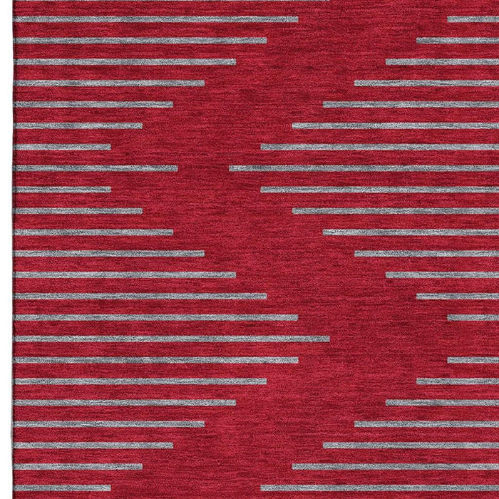 10' X 14' Geometric Washable Area Rug With UV Protection (679858) - Red / Gray