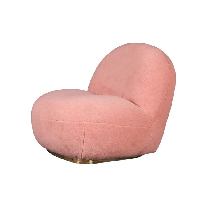 Sherpa Swivel Lounge Chair - Pink And Gold