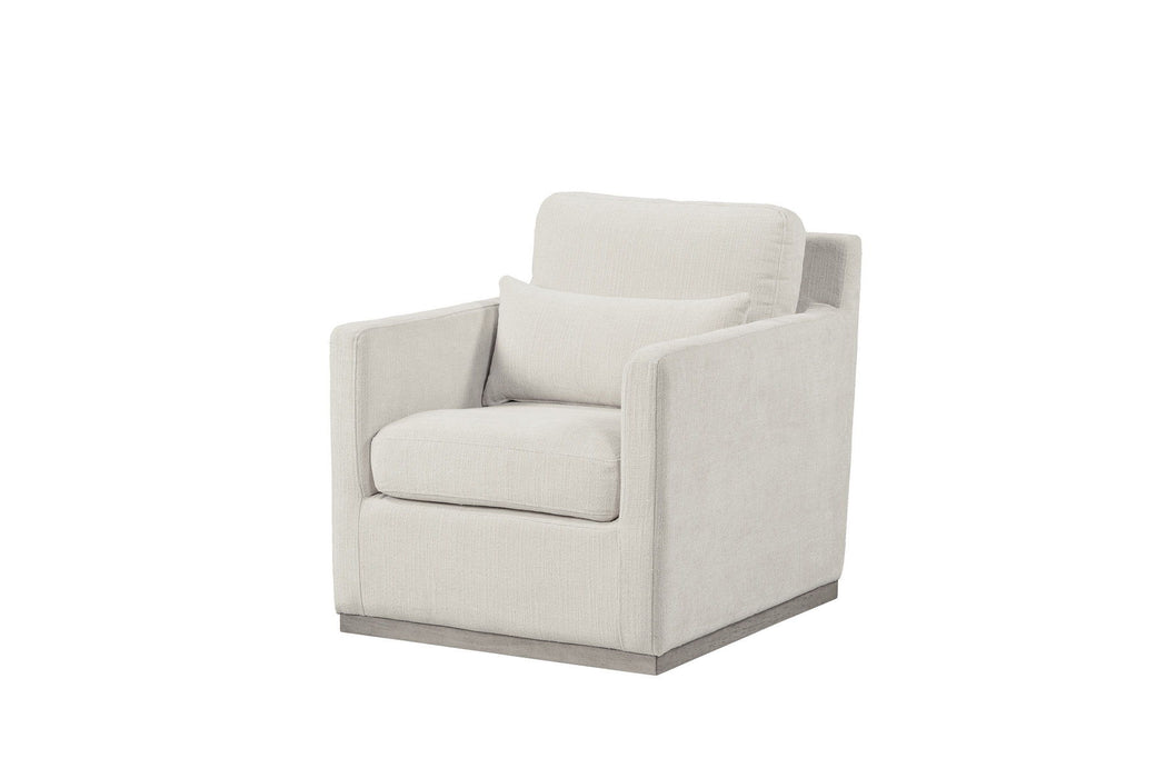 30" Contemporary Fabric Swivel Club Chair And Toss Pillow - Cream