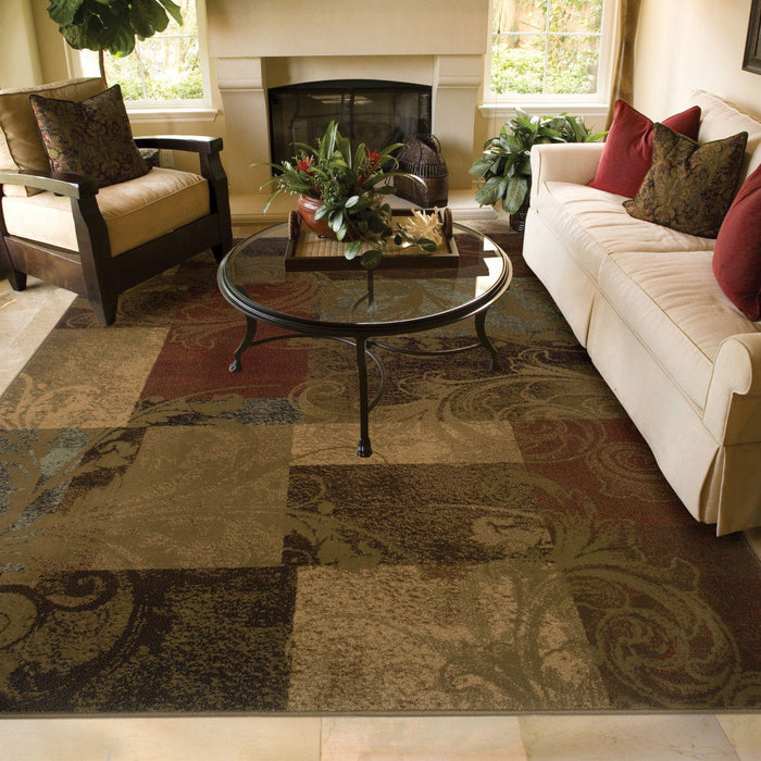 10' x 13' Geometric Power Loom Stain Resistant Area Rug - Green And Red