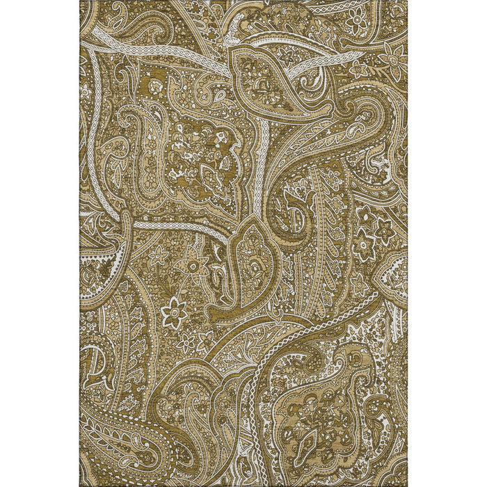 10' X 14' Paisley Washable Area Rug With UV Protection (652641) - Brown / Ivory