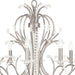 HomeRoots 28-inch metal chandelier with eight lights, dimmable, featuring clear shades and a nickel finish.
