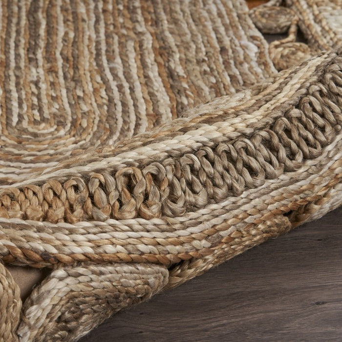 9' Round Hand Braided Area Rug - Natural