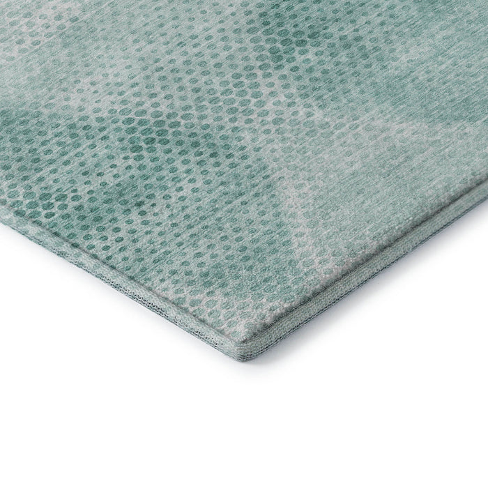 10' X 14' Geometric Washable Area Rug With UV Protection (648220) - Teal / Ivory