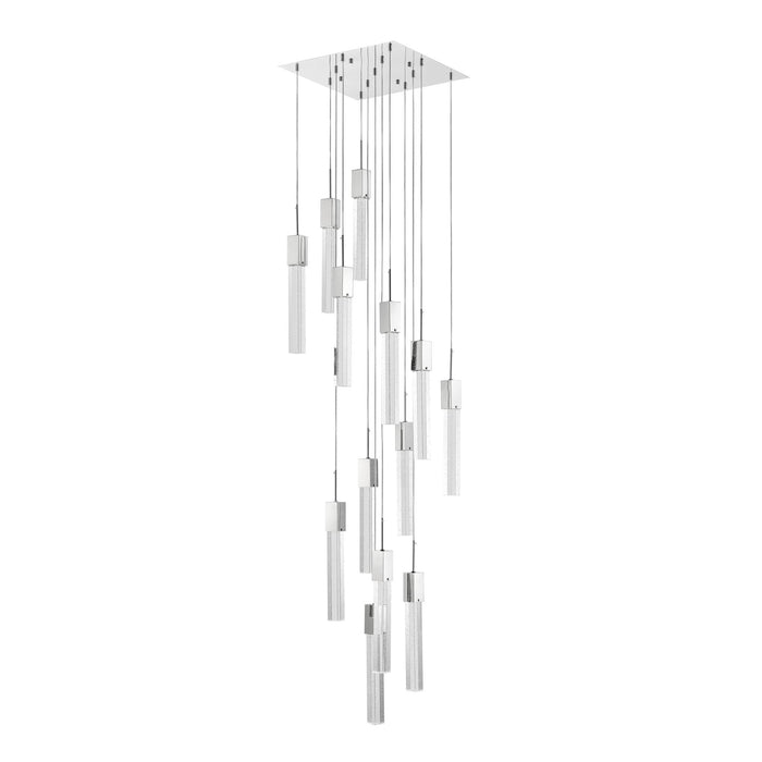 Multi Light Metal Dimmable Chandelier With Clear Shades - Silver