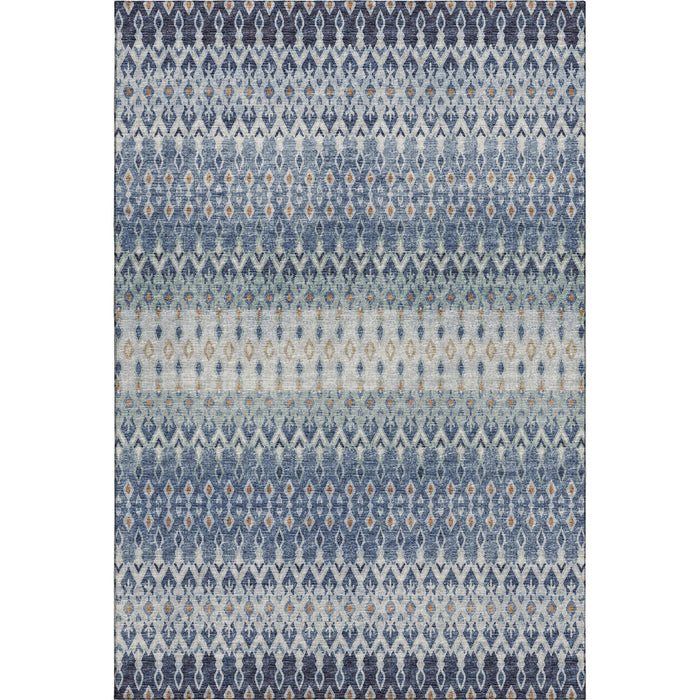 9' X 12' Tribal Distressed Washable Area Rug With UV Protection (643808) - Aqua / Gray / Orange