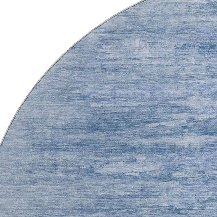 8' Abstract Washable Round Rug With UV Protection - Blue And Ivory