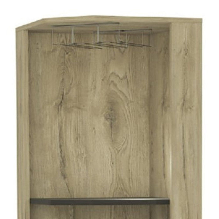 Corner Bar Cabinet With Eleven Shelves - Brown And Black