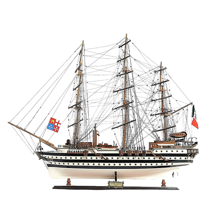 Hand Painted Amerigo Vespucci Model Boat - Black / White