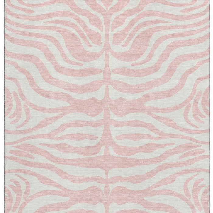 10' X 14' Animal Print Washable Area Rug With UV Protection (681791) - Pink / Ivory
