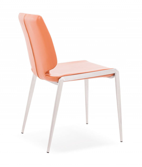 Faux Leather Dining Side Chairs (Set of 2) - Orange