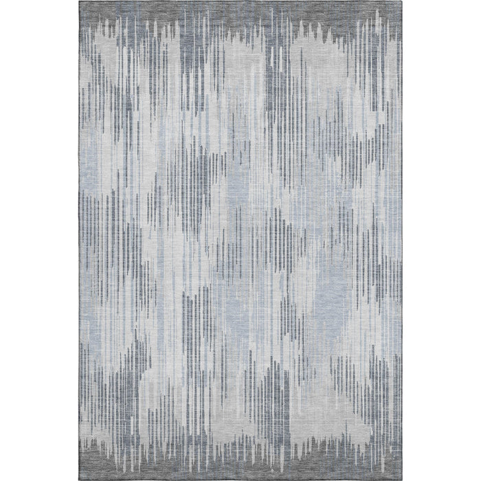 10' X 14' Striped Washable Area Rug With UV Protection (671024) - Gray / Silver