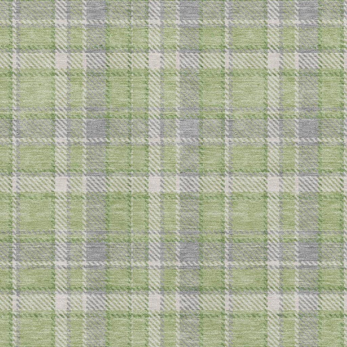 9' X 12' Plaid Washable Area Rug With UV Protection (649443) - Green / Gray