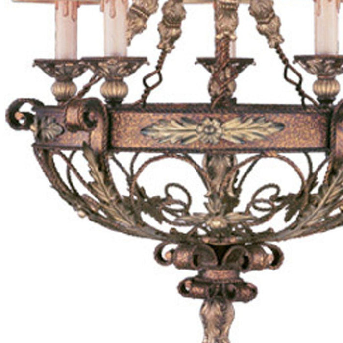 Five Light Metal Dimmable Chandelier With Shades - Bronze / Cream