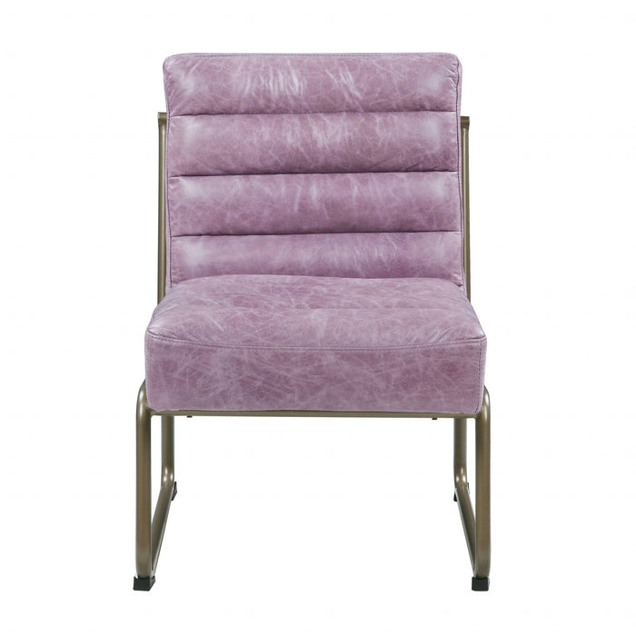 Top Grain Leather And Steel Ikat Side Chair - Wisteria
