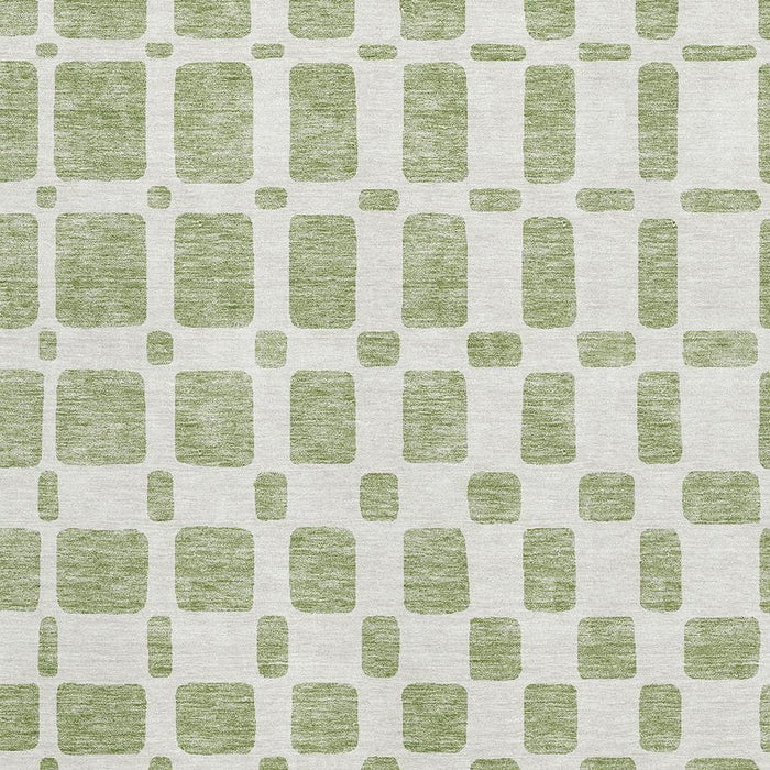 10' X 14' Geometric Washable Area Rug With UV Protection (669252) - Artichoke Green / Ivory