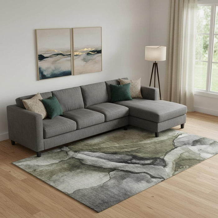 10' X 14' Abstract Washable Area Rug With UV Protection (708625) - Gray / Silver / Taupe