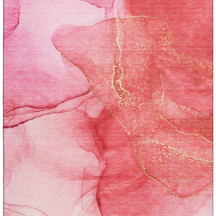 8' X 10' Abstract Washable Area Rug With UV Protection (646874) - Pink / Ivory