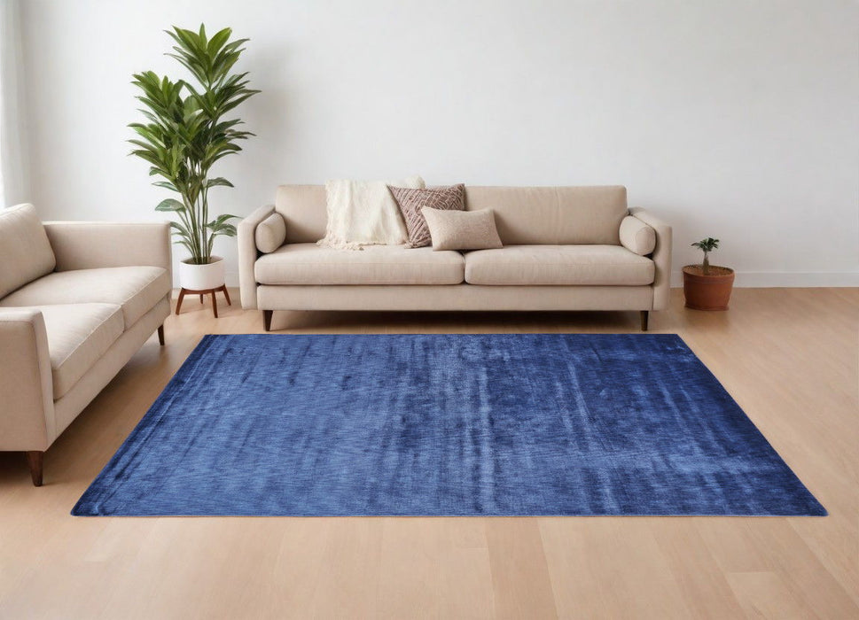 6' x 9' Hand Woven Area Rug - Blue Chevron