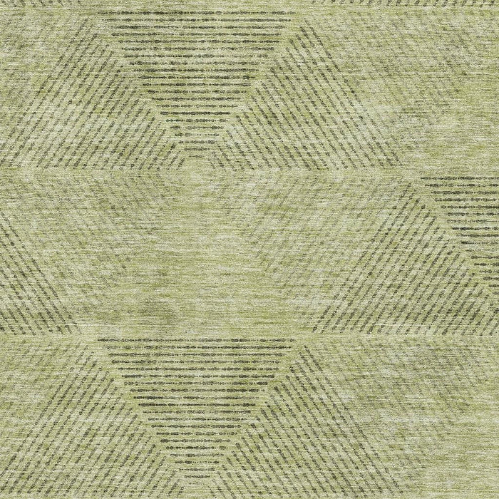 8' X 10' Transitional Geometric Washable Area Rug With UV Protection - Artichoke Green