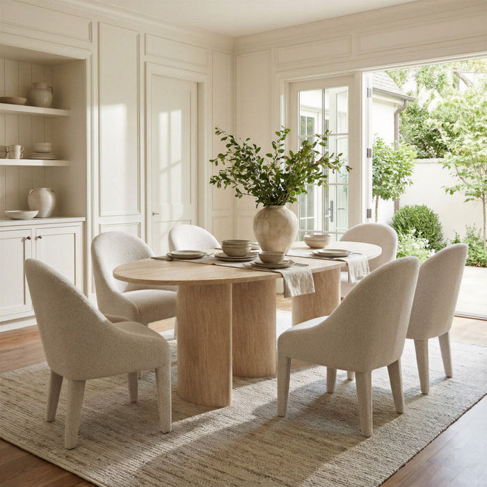 Fabric Dining Side Chair - Ivory / White