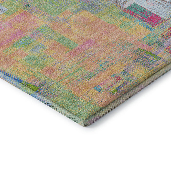 10' X 14' Abstract Washable Area Rug With UV Protection (693096) - Pink / Teal / Lime Green