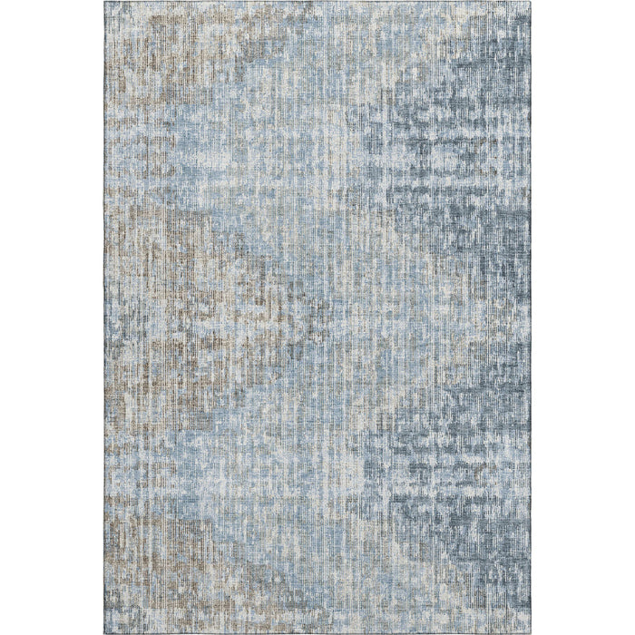 10' X 14' Geometric Washable Area Rug With UV Protection (710459) - Denim Blue / Ivory