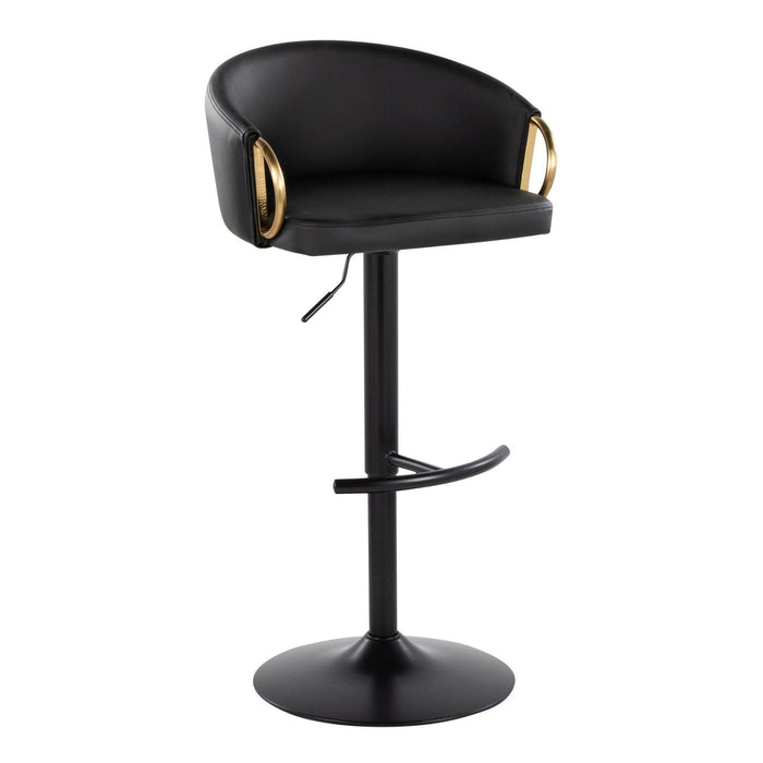 Claire - Adjustable Barstool With Rounded T Footrest (Set of 2) - Black Metal With Gold Metal Accent