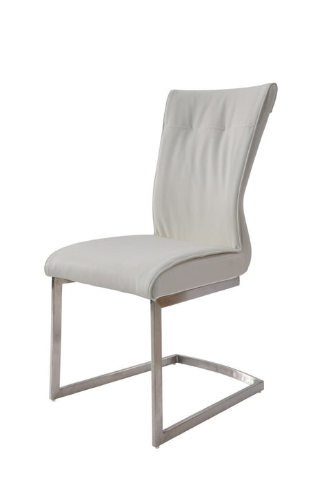 Dining Side Chairs Upholstered (Set of 2) - White / Silver