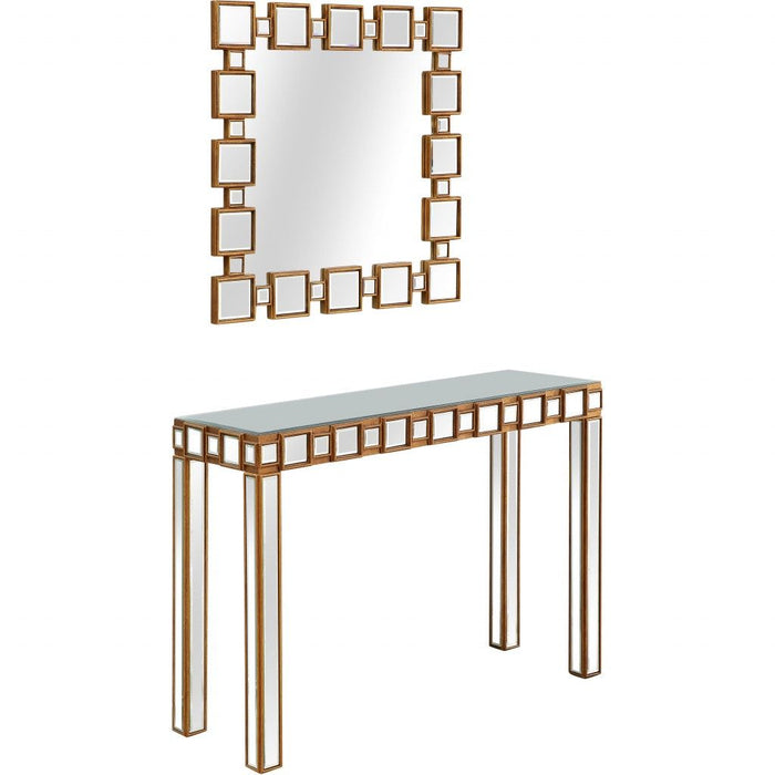 Mirrored Glass Console Table - Gold