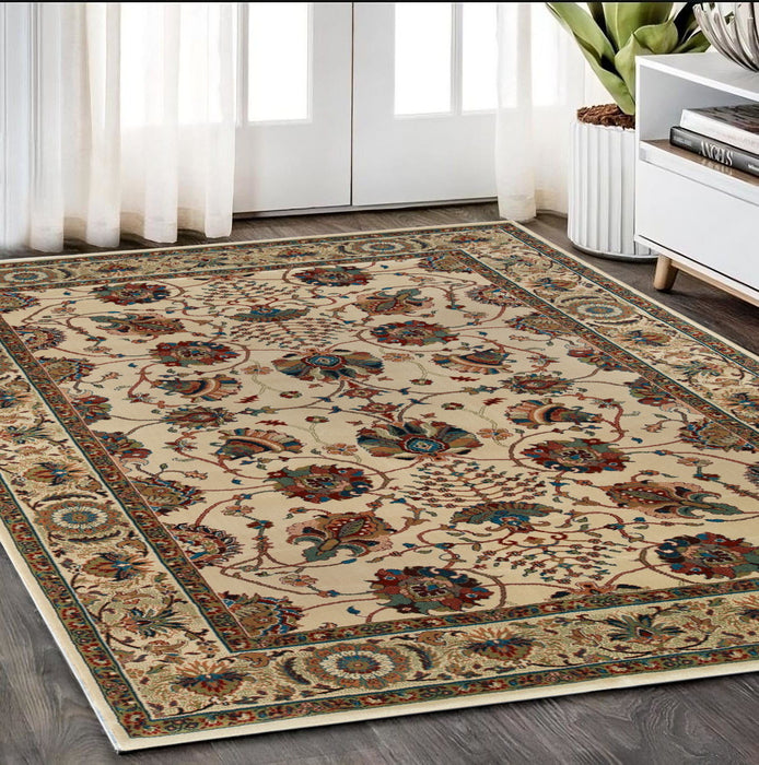 5' X 8' Floral Area Rug - Ivory And Red