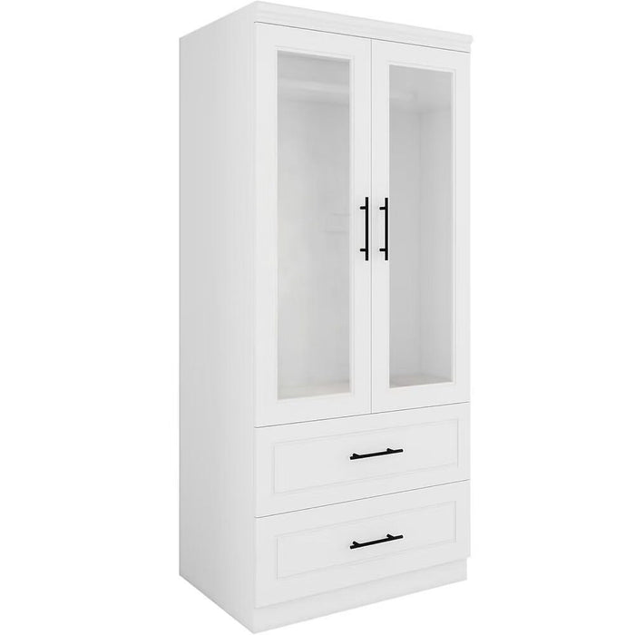 71" Clear Two Door Two Drawer Combo Dresser - Clear And White