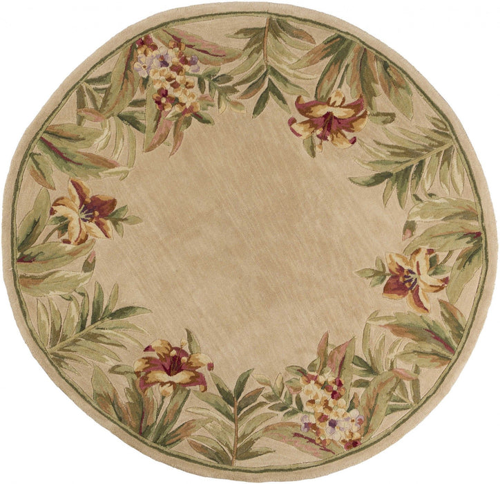 7.5' x 5.5' Round Wool Area Rug - Ivory