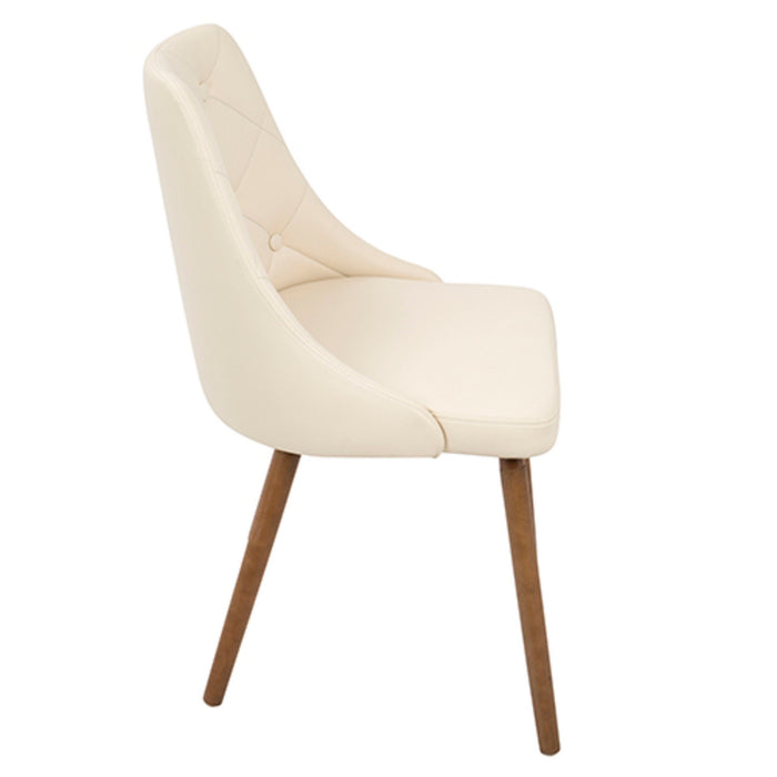 Giovanni - Dining / Accent Chair - Walnut And Cream Quilted Faux Leather