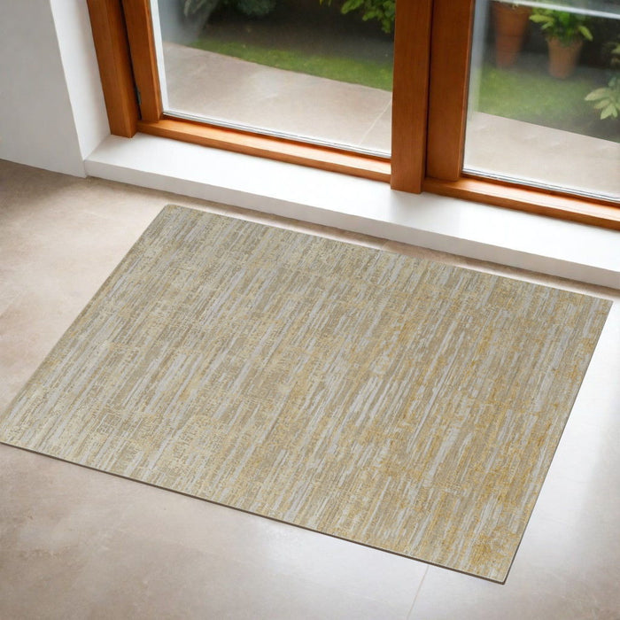 3' x 5' Modern Abstract Hand Woven Wool Blend Area Rug - Yellow And Ivory