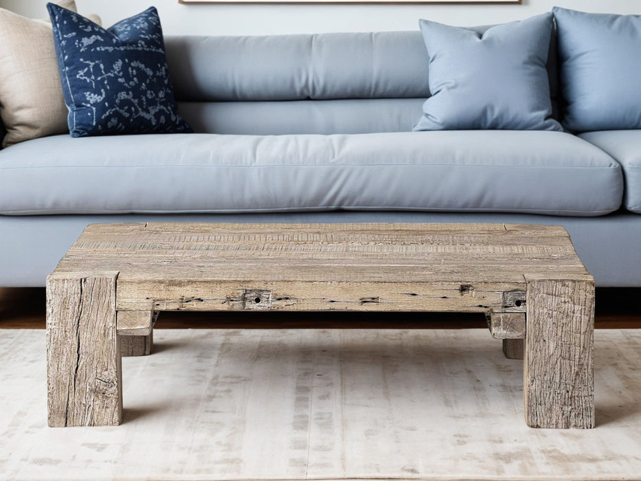Rectangular Distressed Coffee Table - Natural