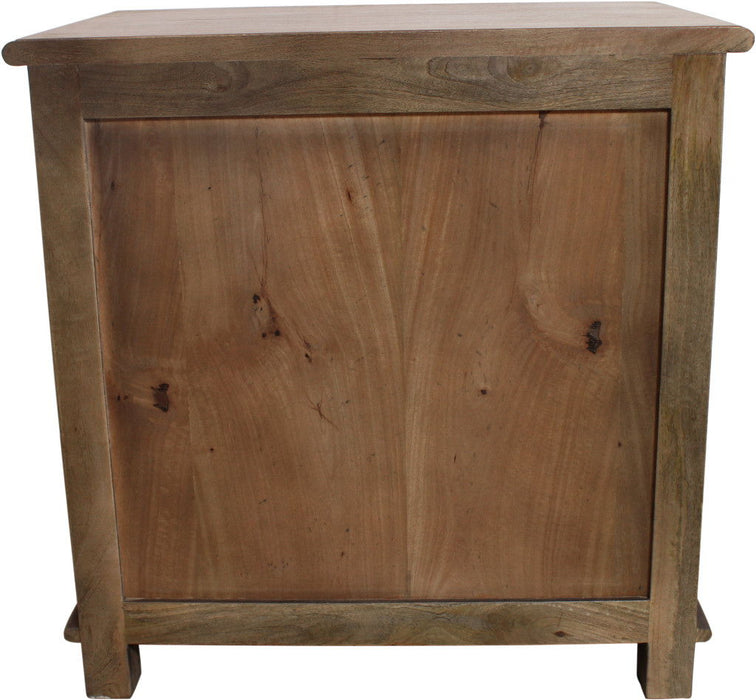 28" Distressed Three Drawer Solid Wood Nightstand - Brown