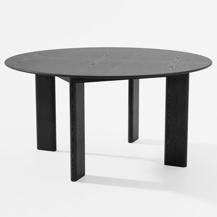 58" Solid Wood Round Top Dining Table - Black