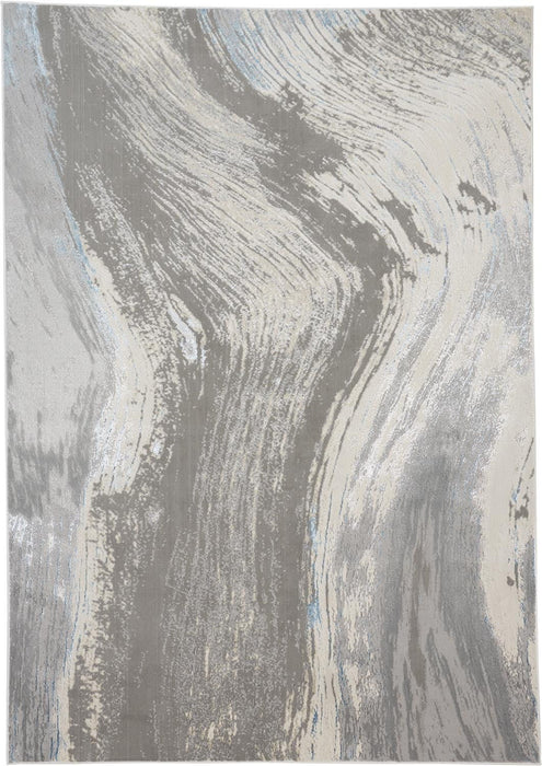 12' x 15' Abstract Area Rug - Gray Ivory And Blue