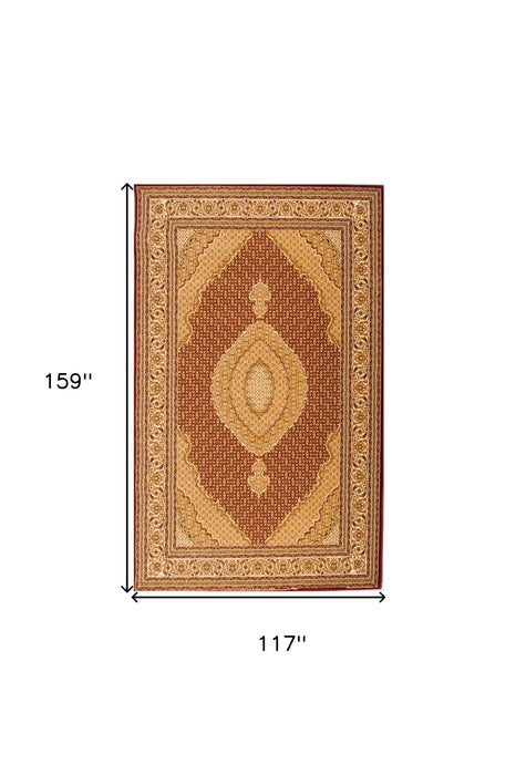 10' x 13' Oriental Washable Non Skid Area Rug - Beige And Red