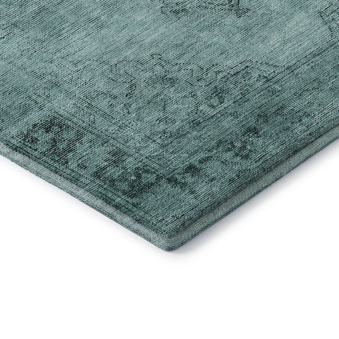 10' X 14' Oriental Washable Area Rug With UV Protection (654910) - Teal / Ivory