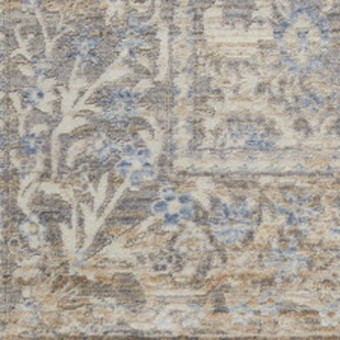 4' X 6' Floral Area Rug With Fringe (556374) - Ivory / Blue / Tan