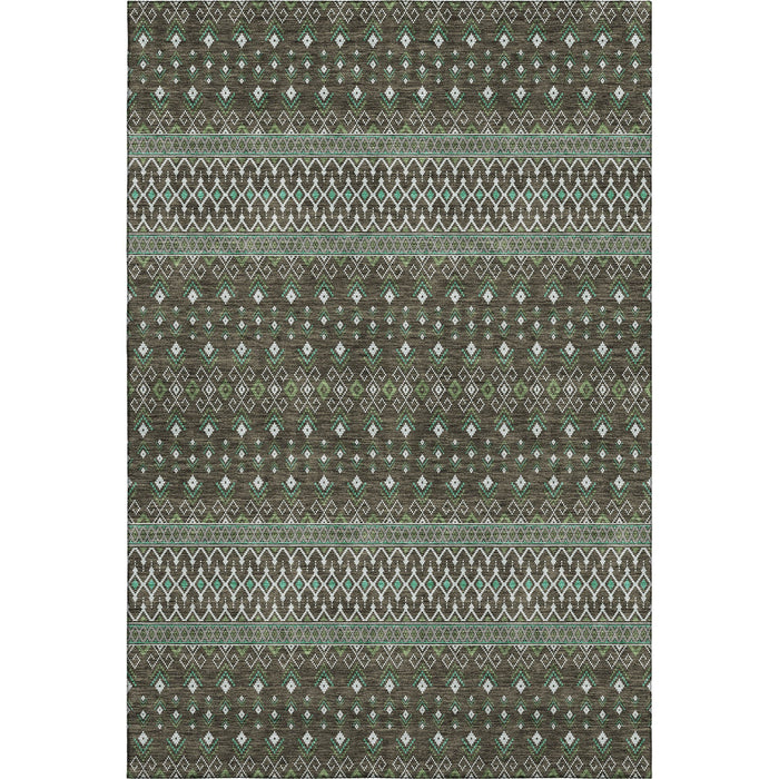 10' X 14' Tribal Washable Area Rug With UV Protection (657101) - Brown / Taupe